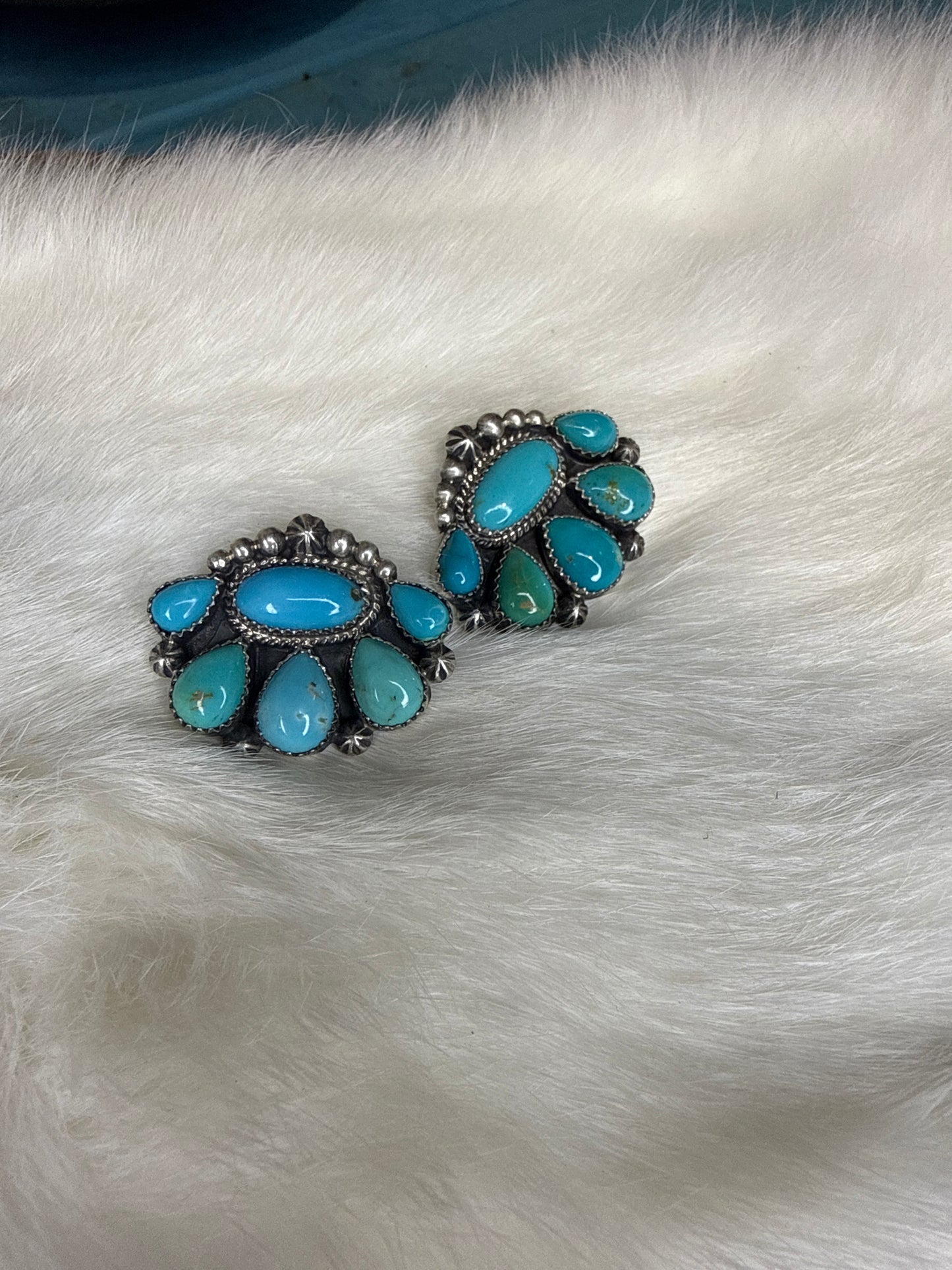 Larry Begay Kingman Cluster Earrings