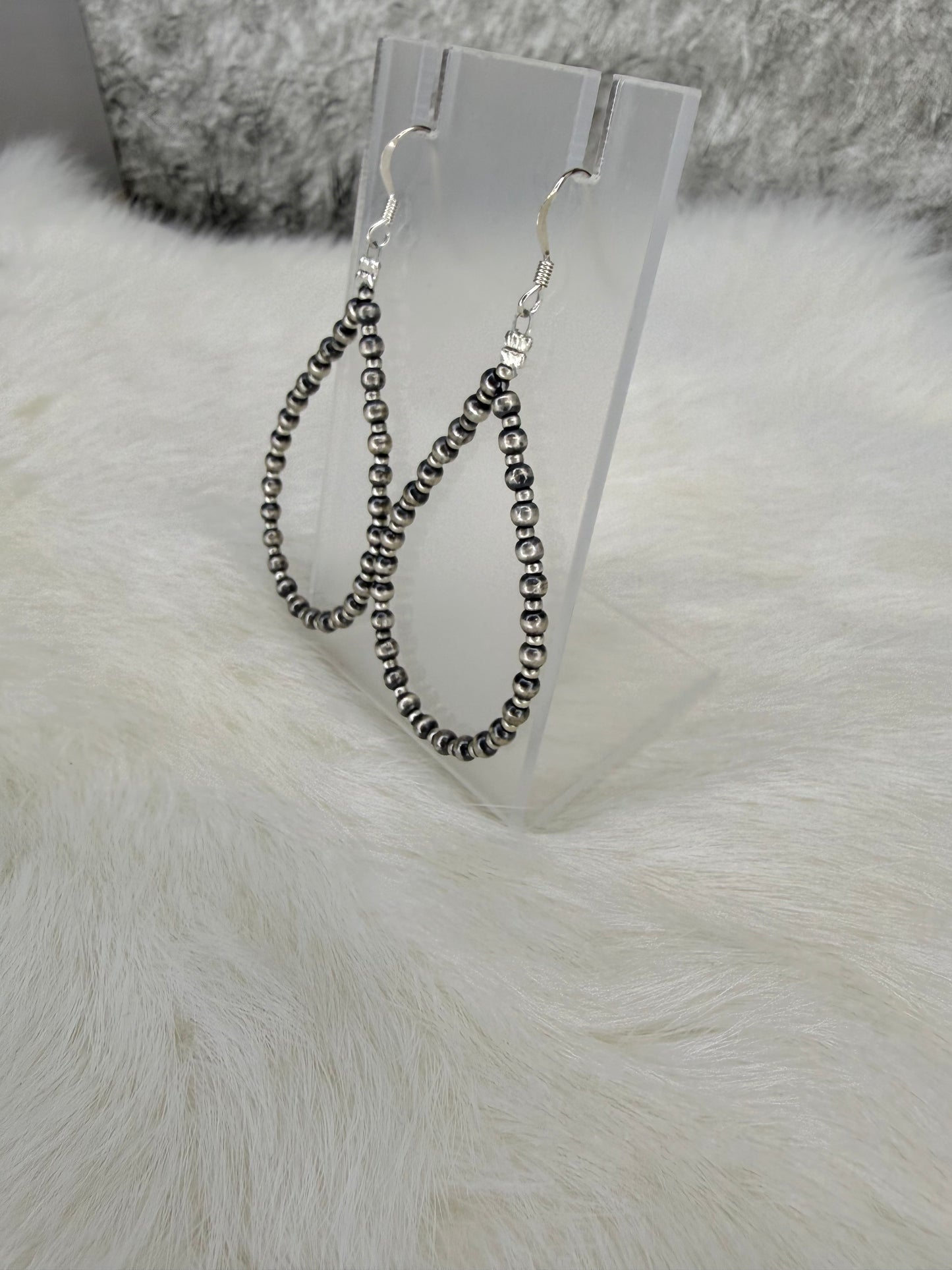 Sterling Silver Oxidized Bead Earrings Strung by Dorothy Lee