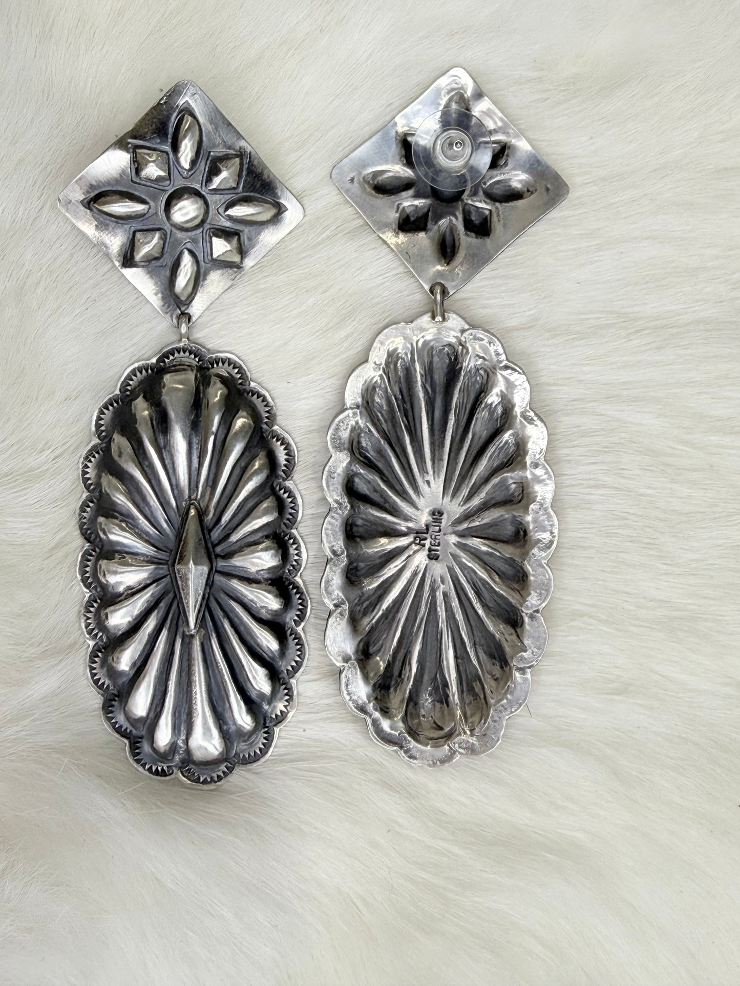 Rita Lee Sterling Silver Concho Earrings