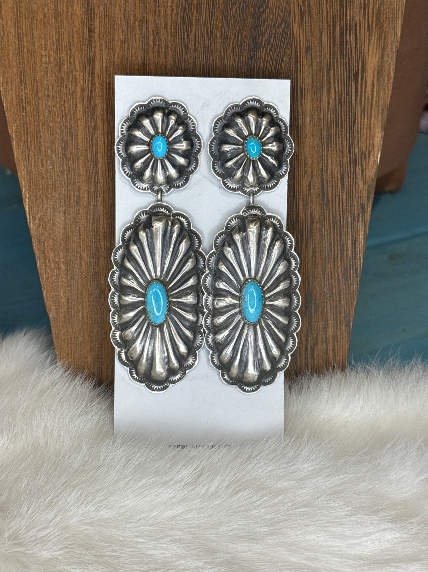 Rita Lee 4" Concho Earrings with Turquoise