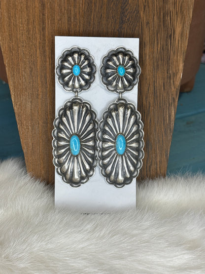 Rita Lee 4" Concho Earrings with Turquoise