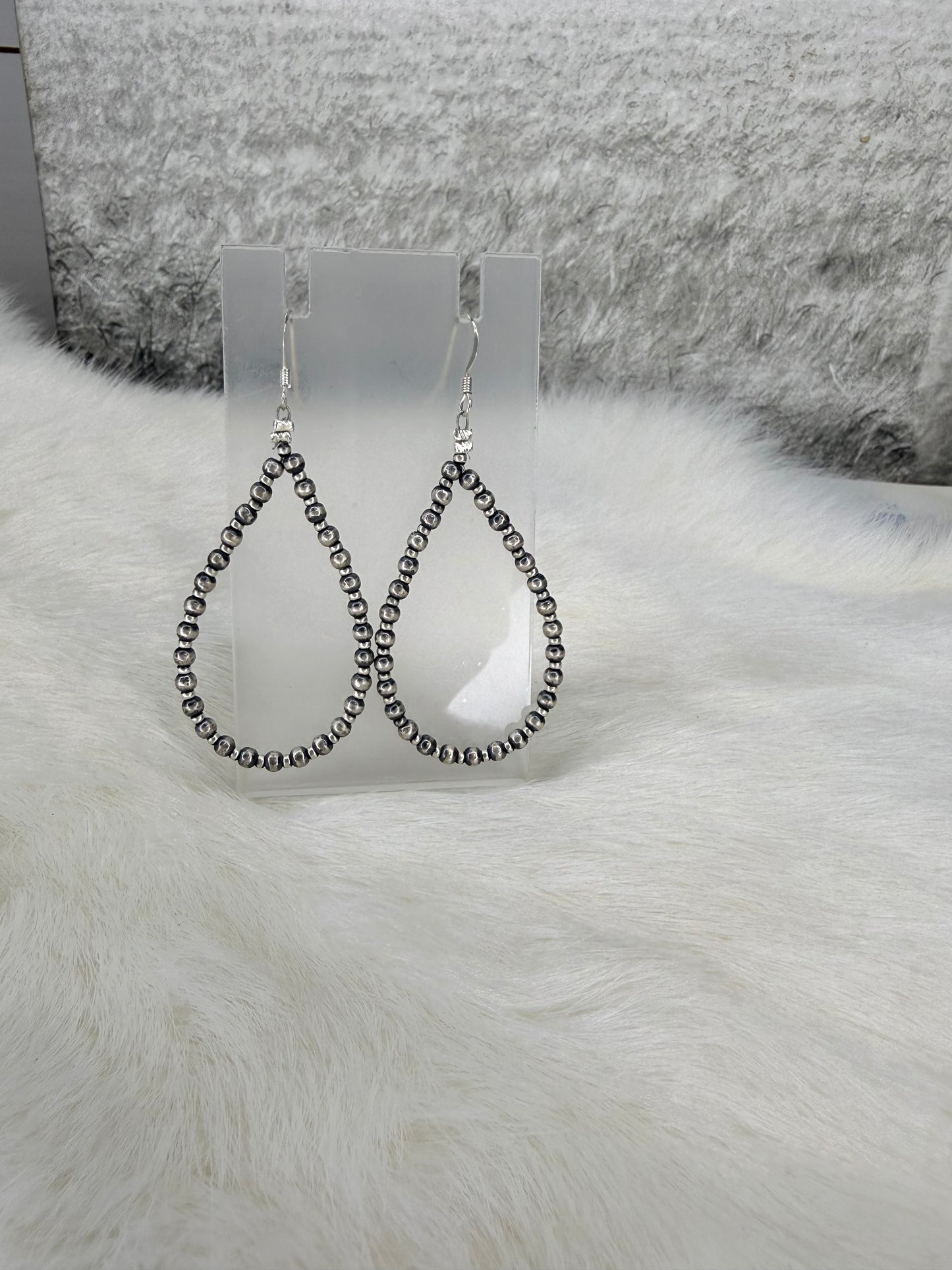 Sterling Silver Oxidized Bead Earrings Strung by Dorothy Lee