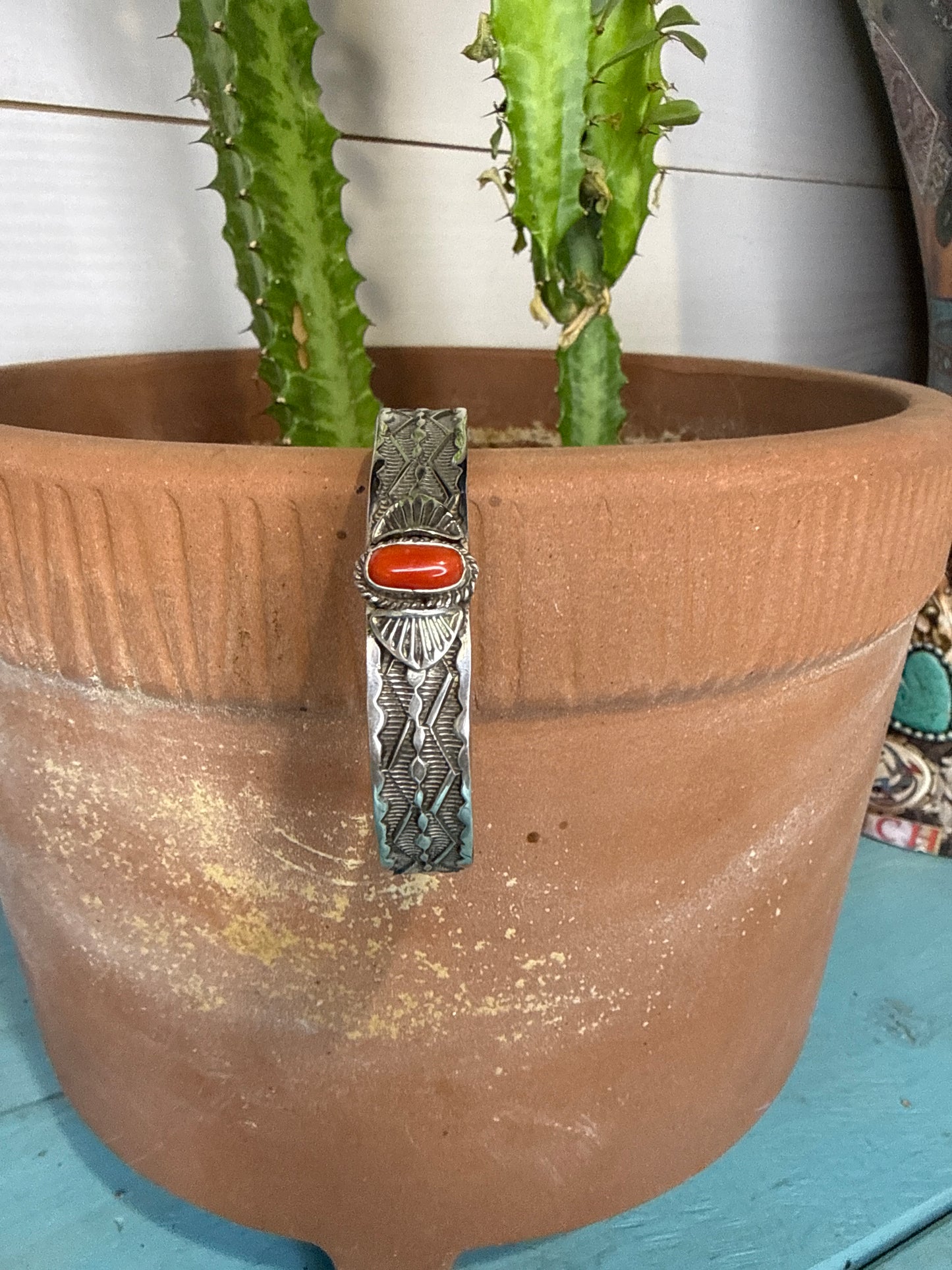Sunshine Reeves Cuff with Coral Stone