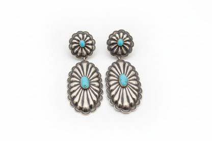 Rita Lee 4" Concho Earrings with Turquoise