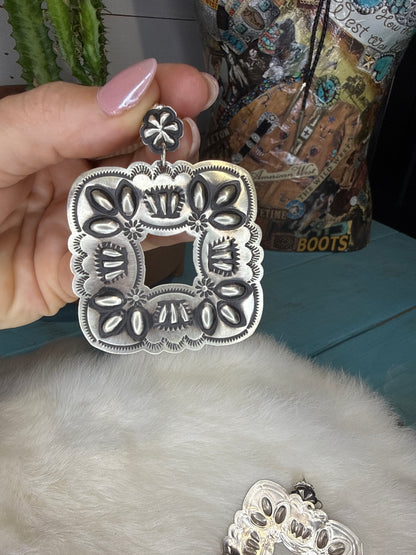 Leander Tahe Square Concho Earrings