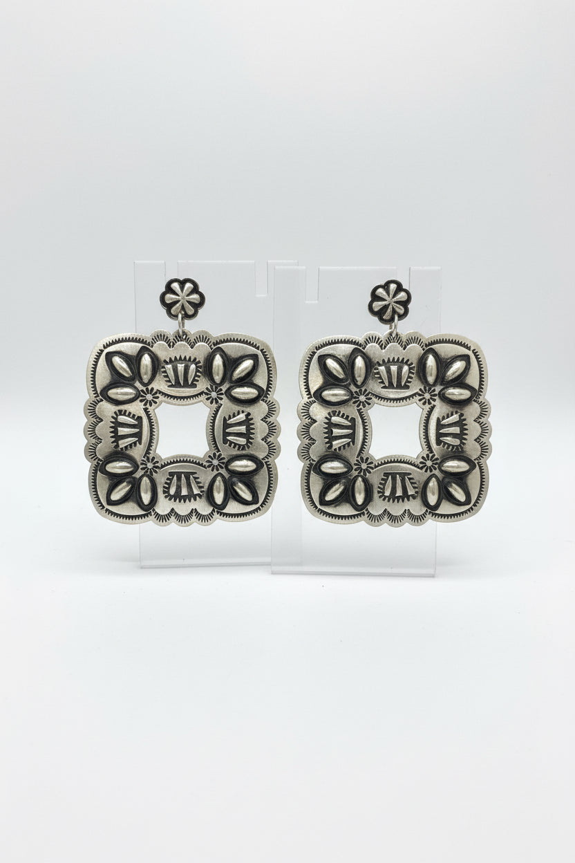 Leander Tahe Square Concho Earrings
