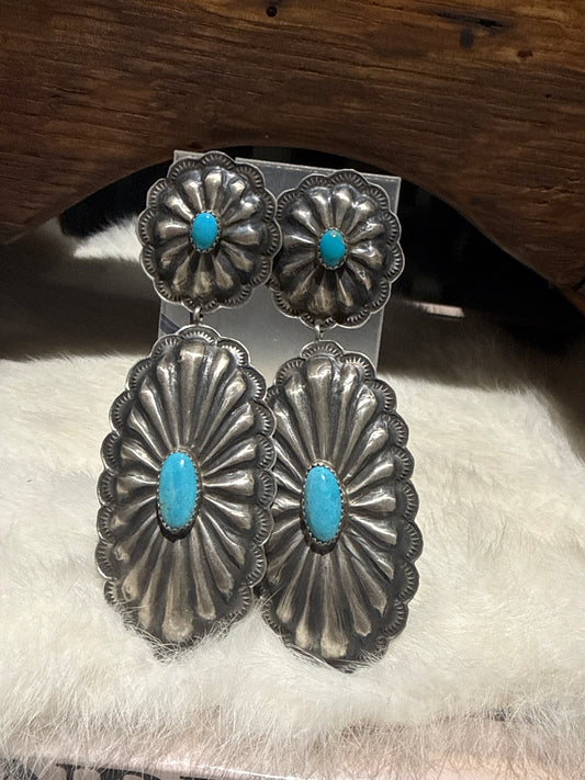 Rita Lee Concho Earrings with Turquoise