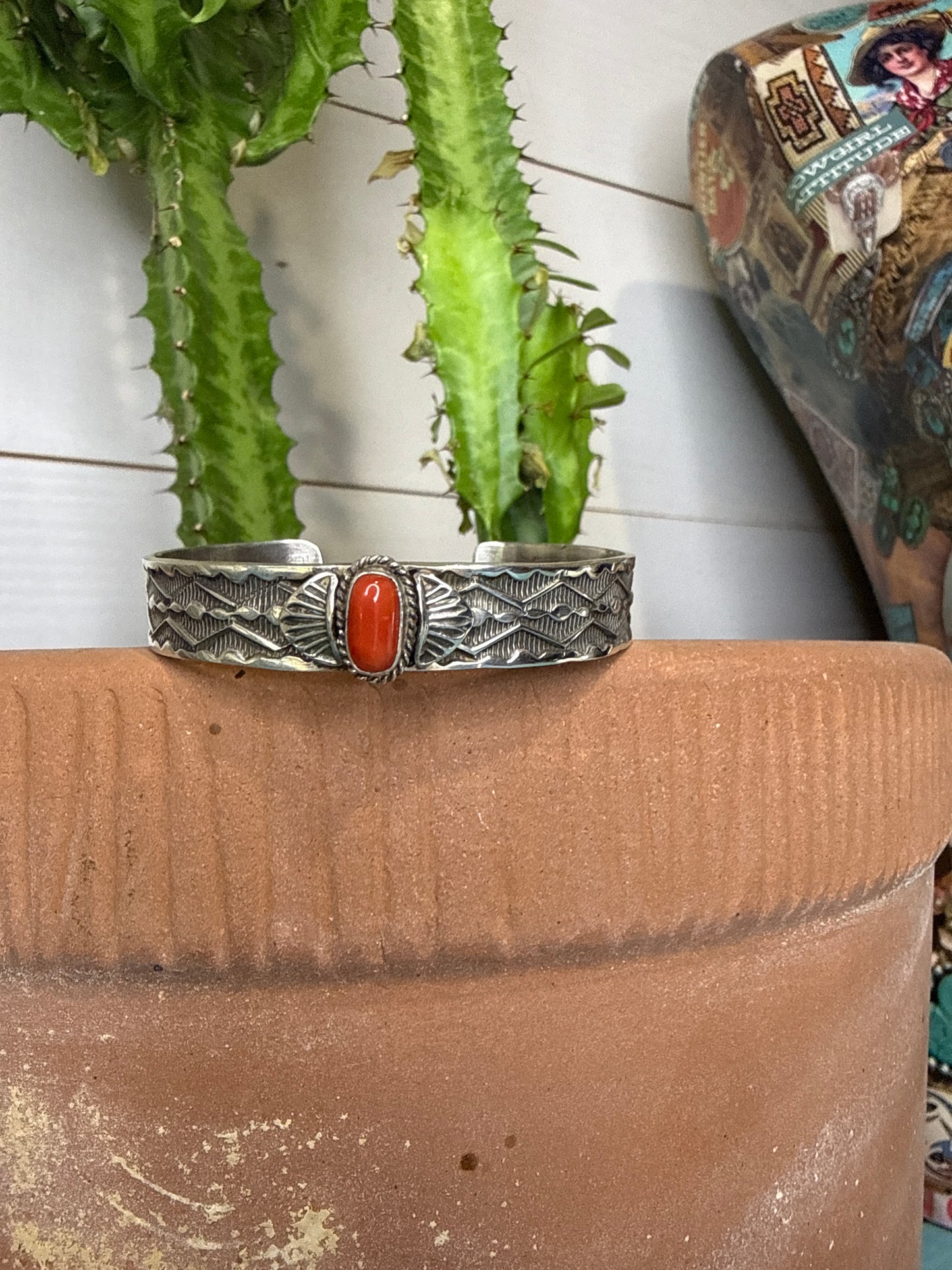 Sunshine Reeves Cuff with Coral Stone