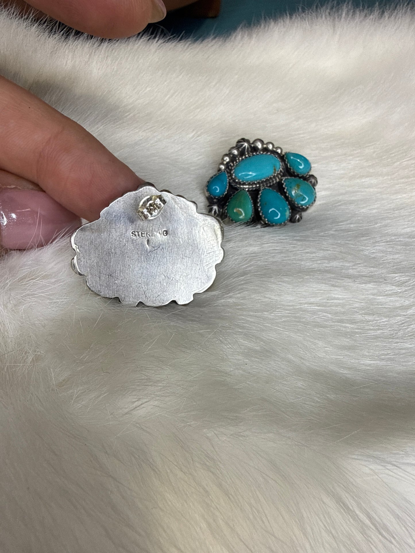 Larry Begay Kingman Cluster Earrings