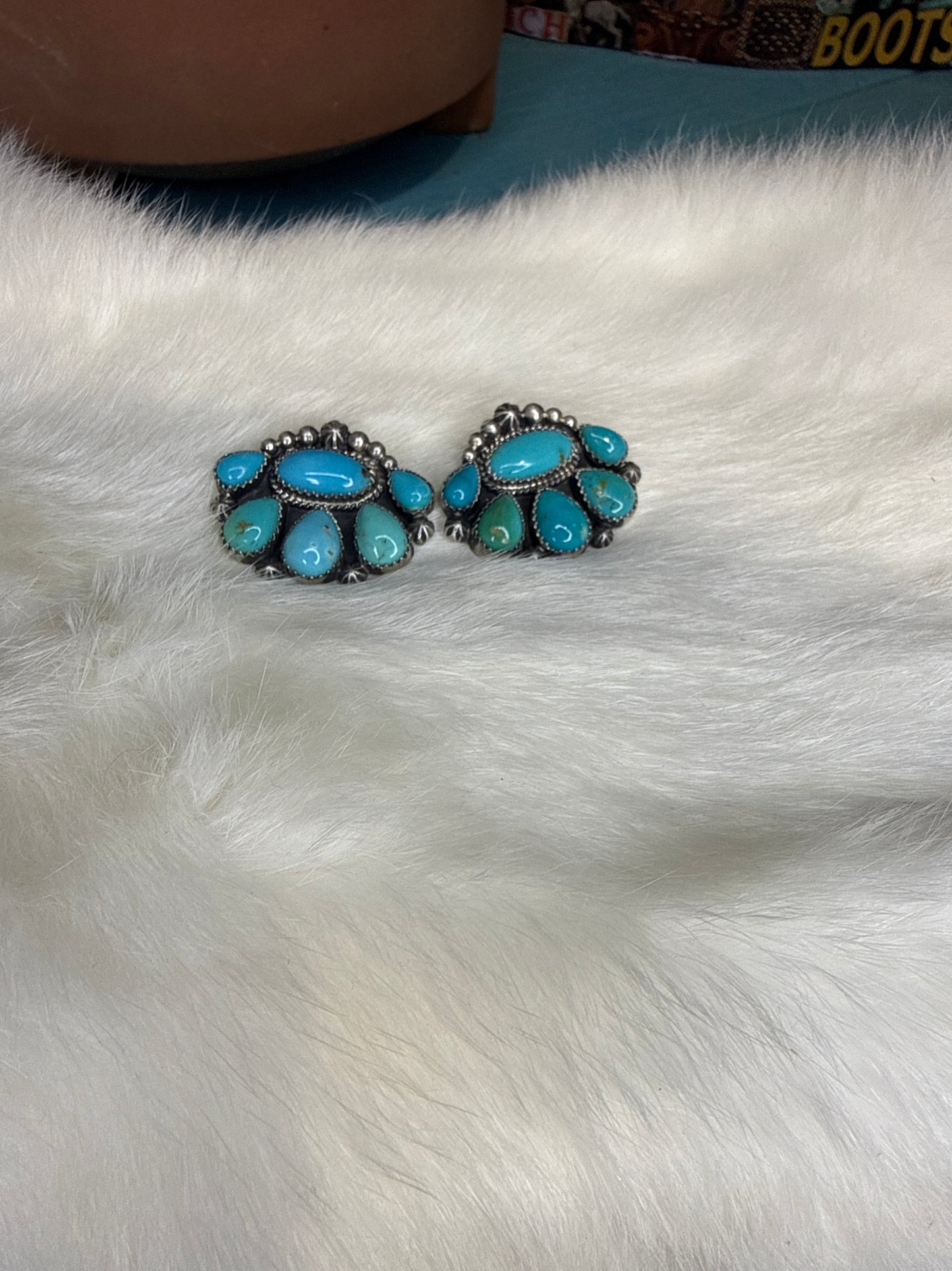 Larry Begay Kingman Cluster Earrings