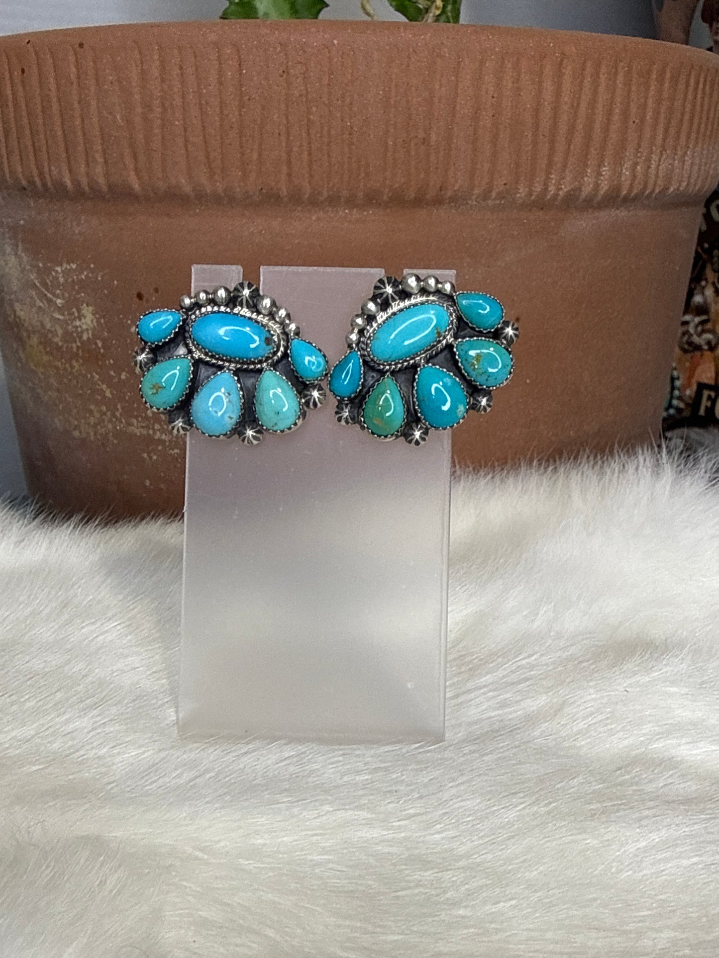 Larry Begay Kingman Cluster Earrings