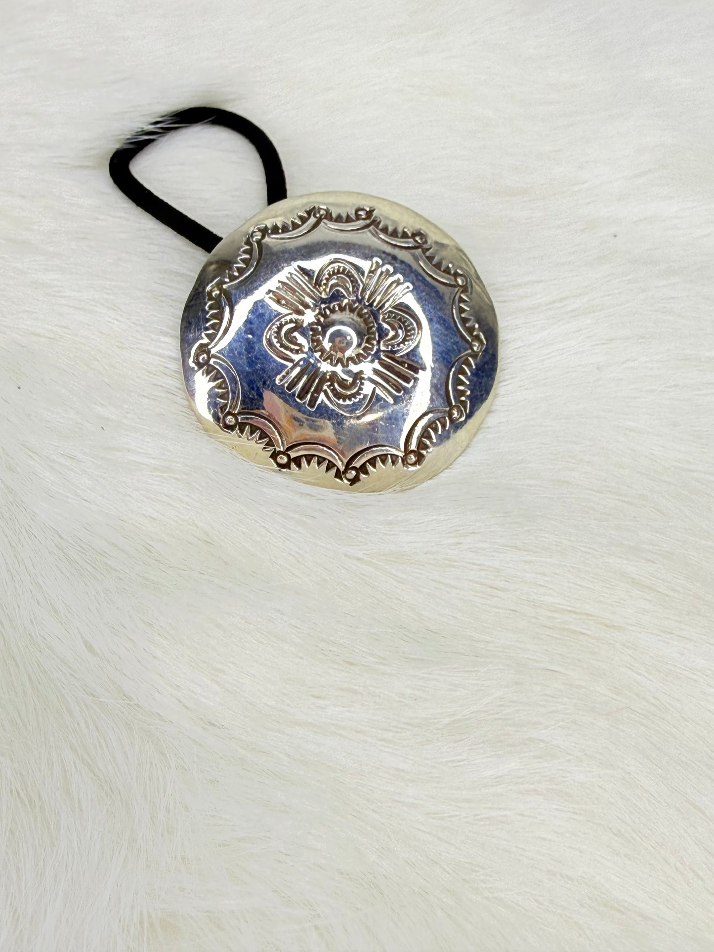 Arnold Blackgoat Stamped Concho Hair Tie