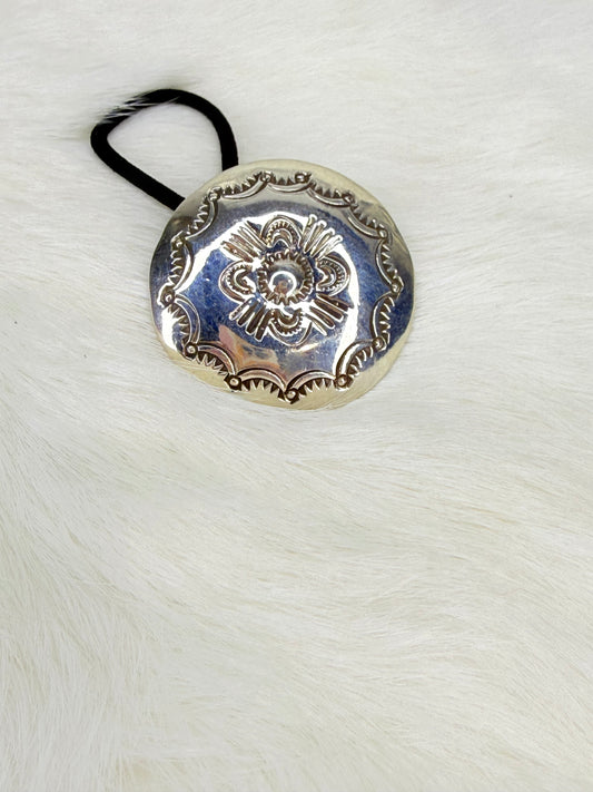 Arnold Blackgoat Stamped Concho Hair Tie