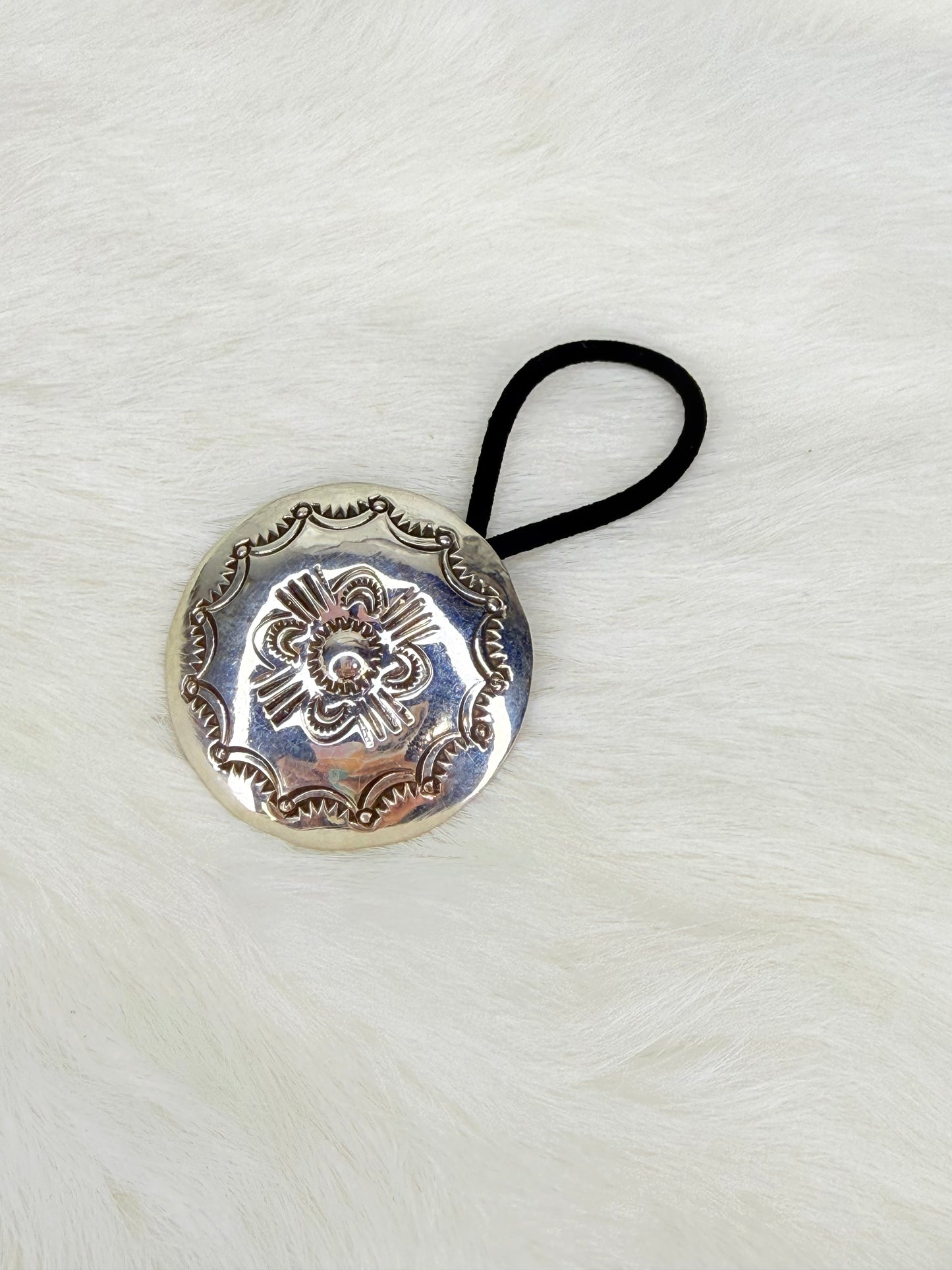 Arnold Blackgoat Stamped Concho Hair Tie