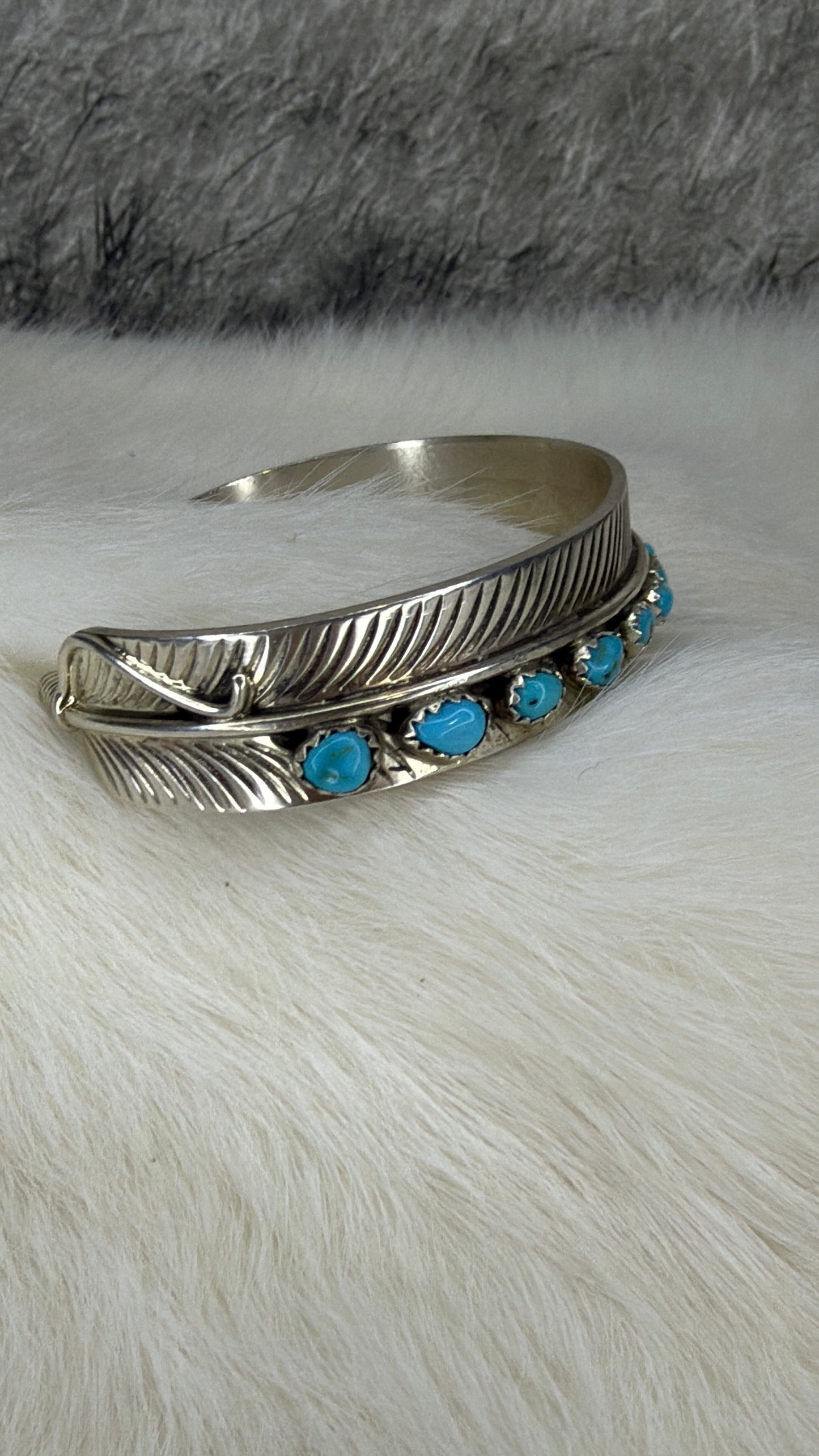 Feather Cuff by Aaron Davis with Turquoise