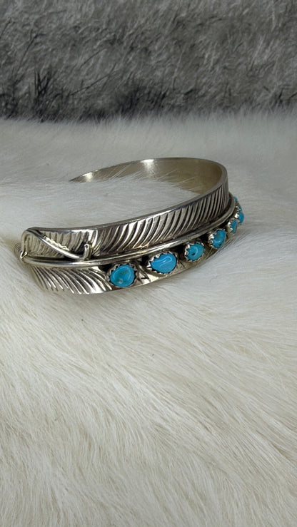 Feather Cuff by Aaron Davis with Turquoise
