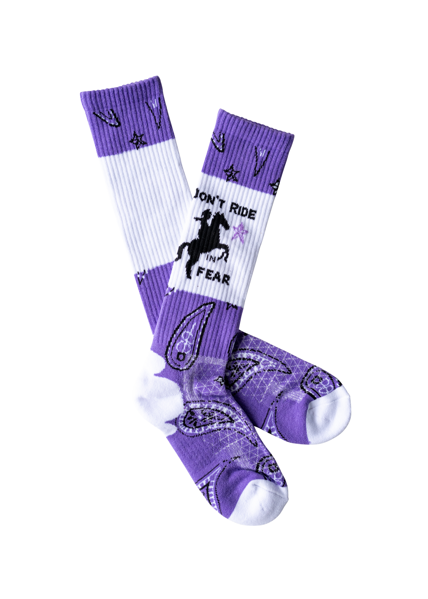 Don't Ride In Fear, Lavender - Lucky Chuck® Boot Socks