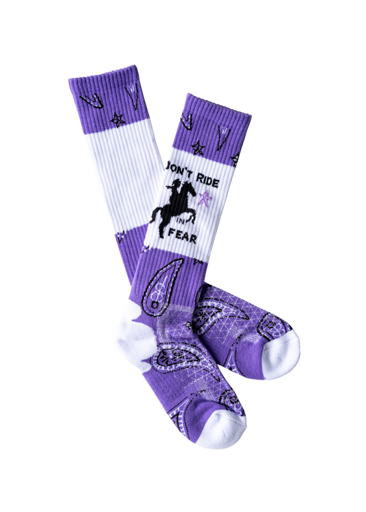 Don't Ride In Fear, Lavender - Lucky Chuck® Boot Socks