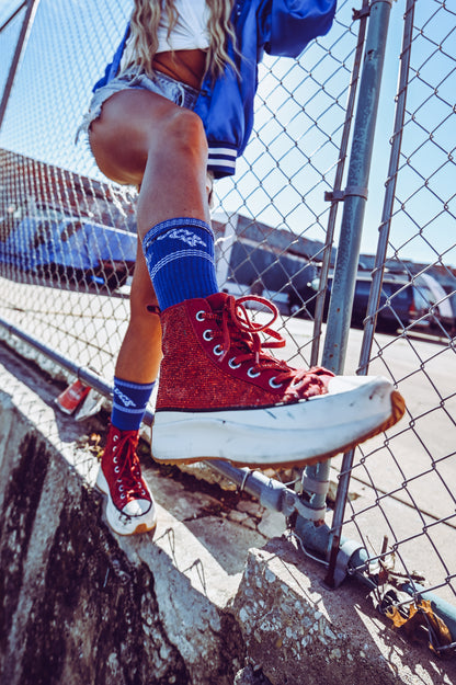 Retro Lucky Chuck® Boot Socks, Blue