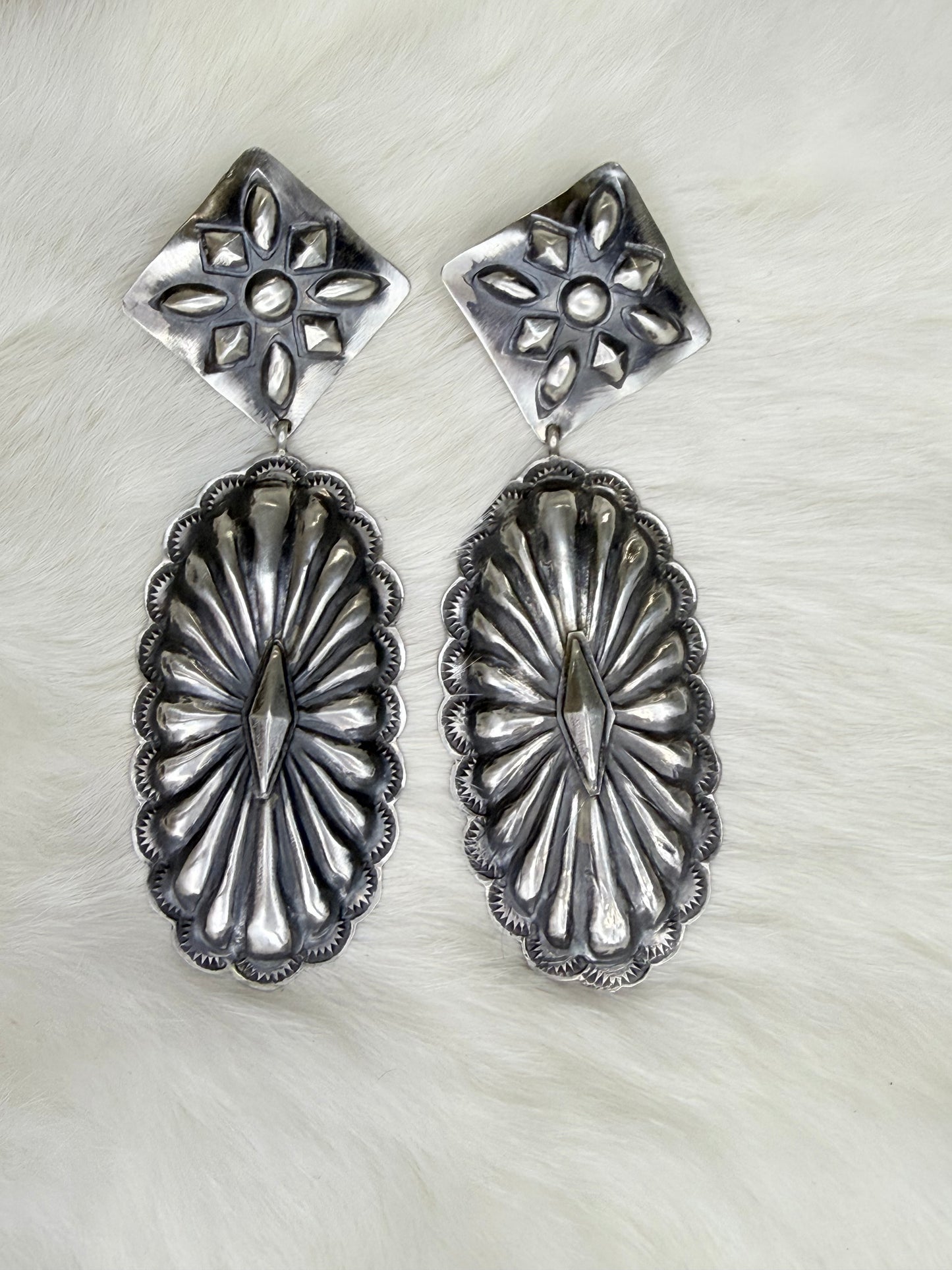 Rita Lee Sterling Silver Concho Earrings