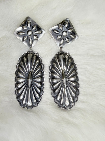 Rita Lee Sterling Silver Concho Earrings