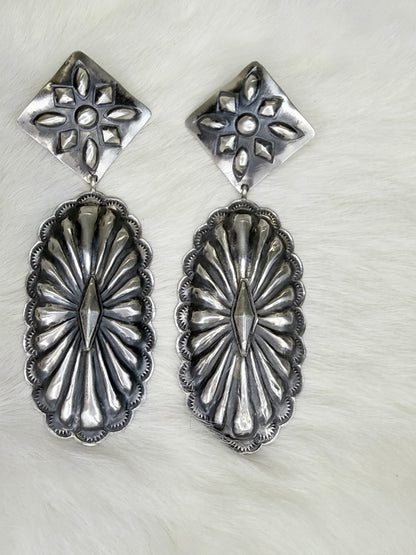 Rita Lee Sterling Silver Concho Earrings
