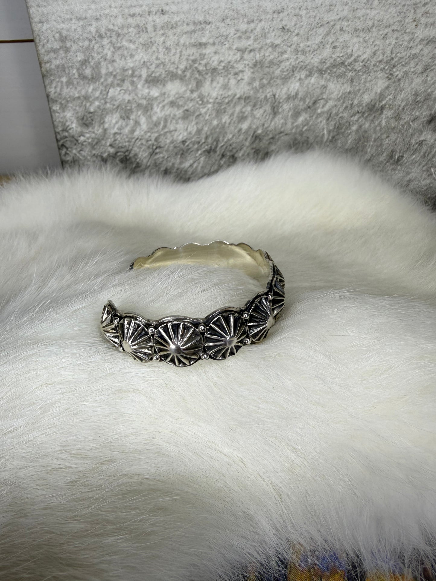 Repousse Stamped Cuff by Thomas Yazzie with Star Shots