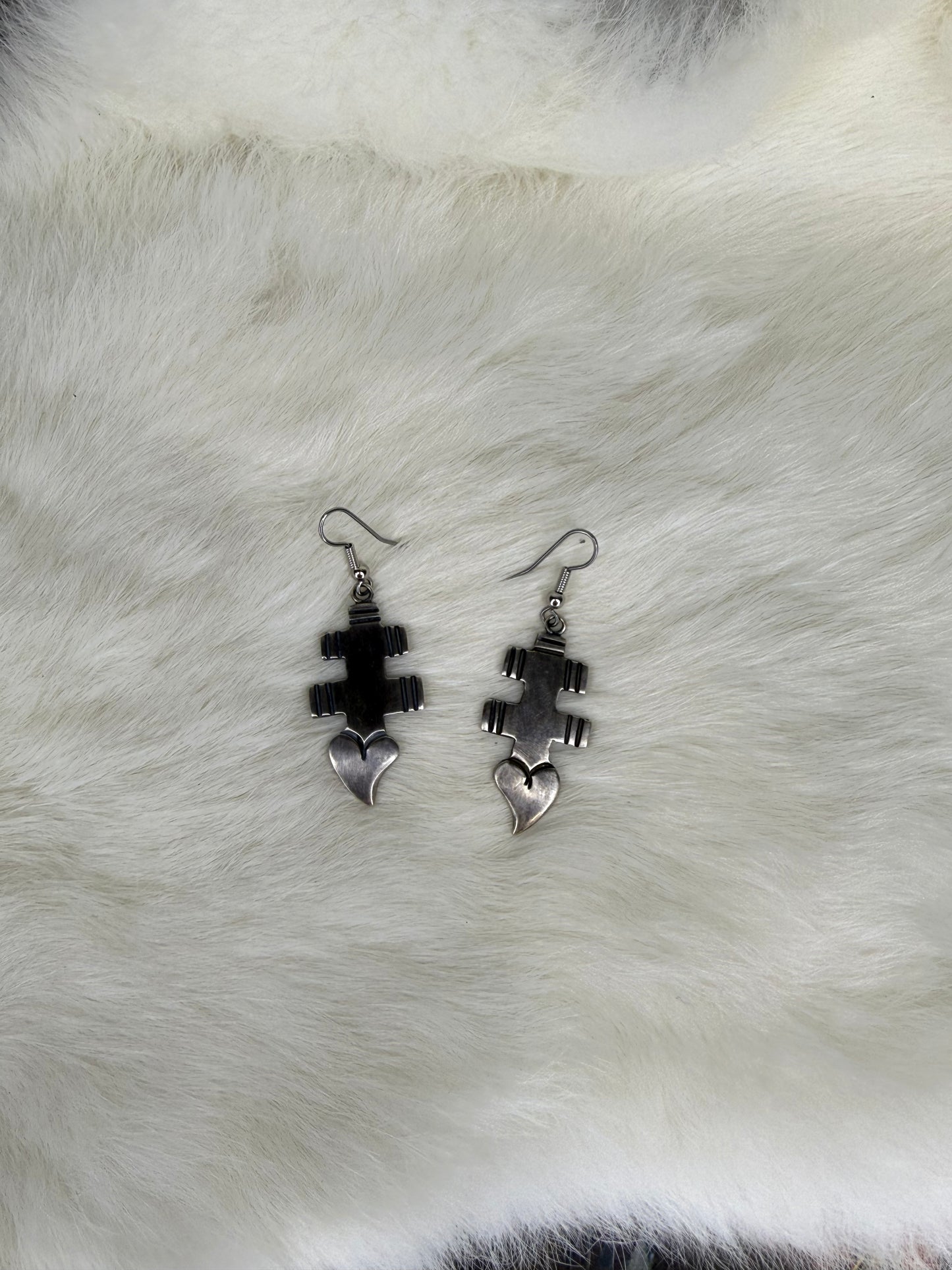 Dragonfly Symbol Earrings With Heart by L. Archuleta