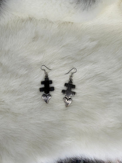 Dragonfly Symbol Earrings With Heart by L. Archuleta
