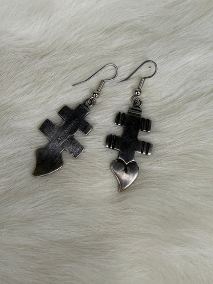 Dragonfly Symbol Earrings With Heart by L. Archuleta