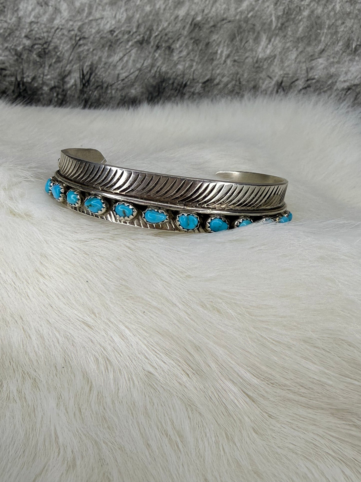 Feather Cuff by Aaron Davis with Turquoise