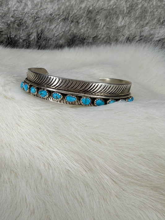 Feather Cuff by Aaron Davis with Turquoise