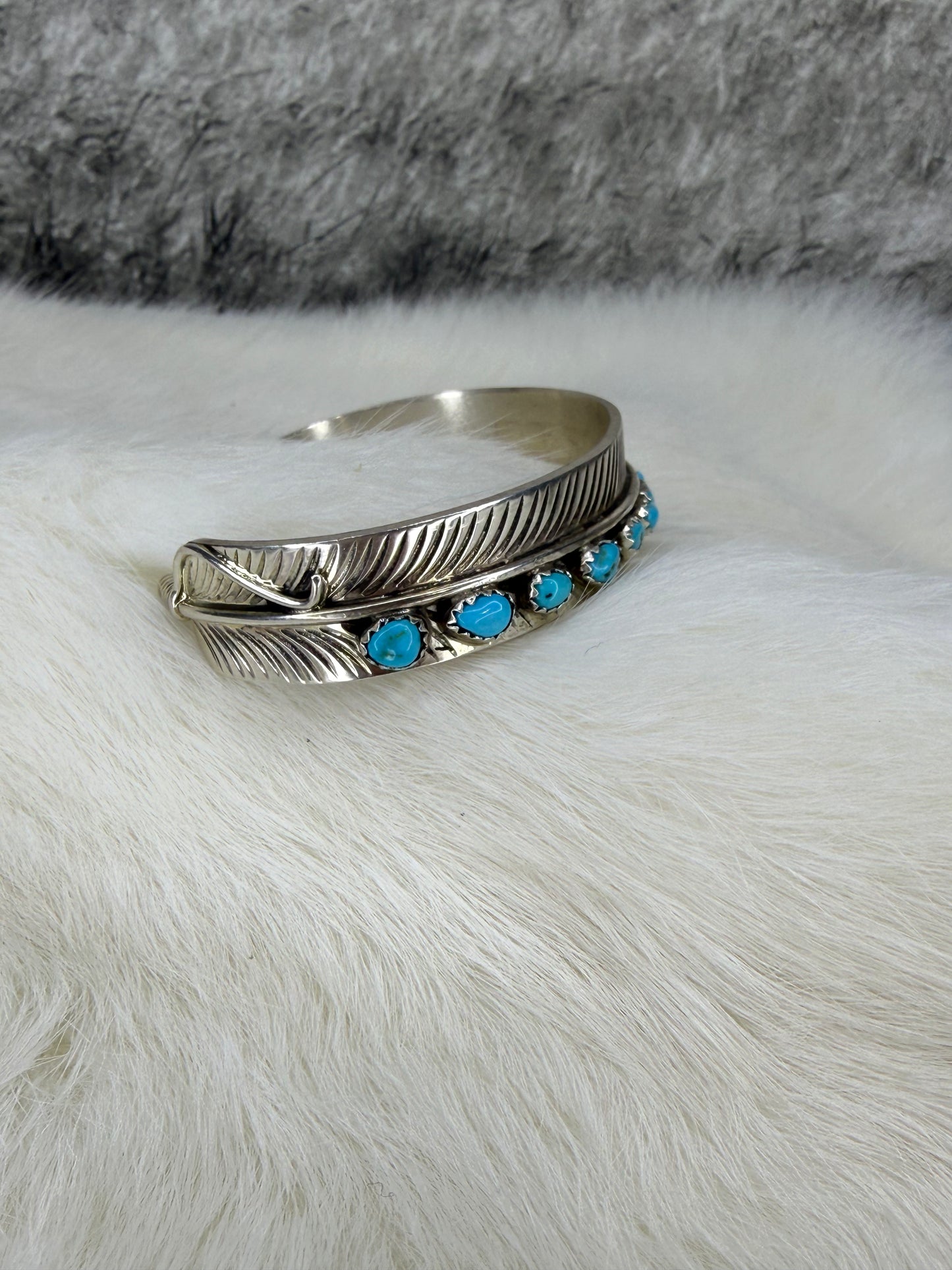 Feather Cuff by Aaron Davis with Turquoise
