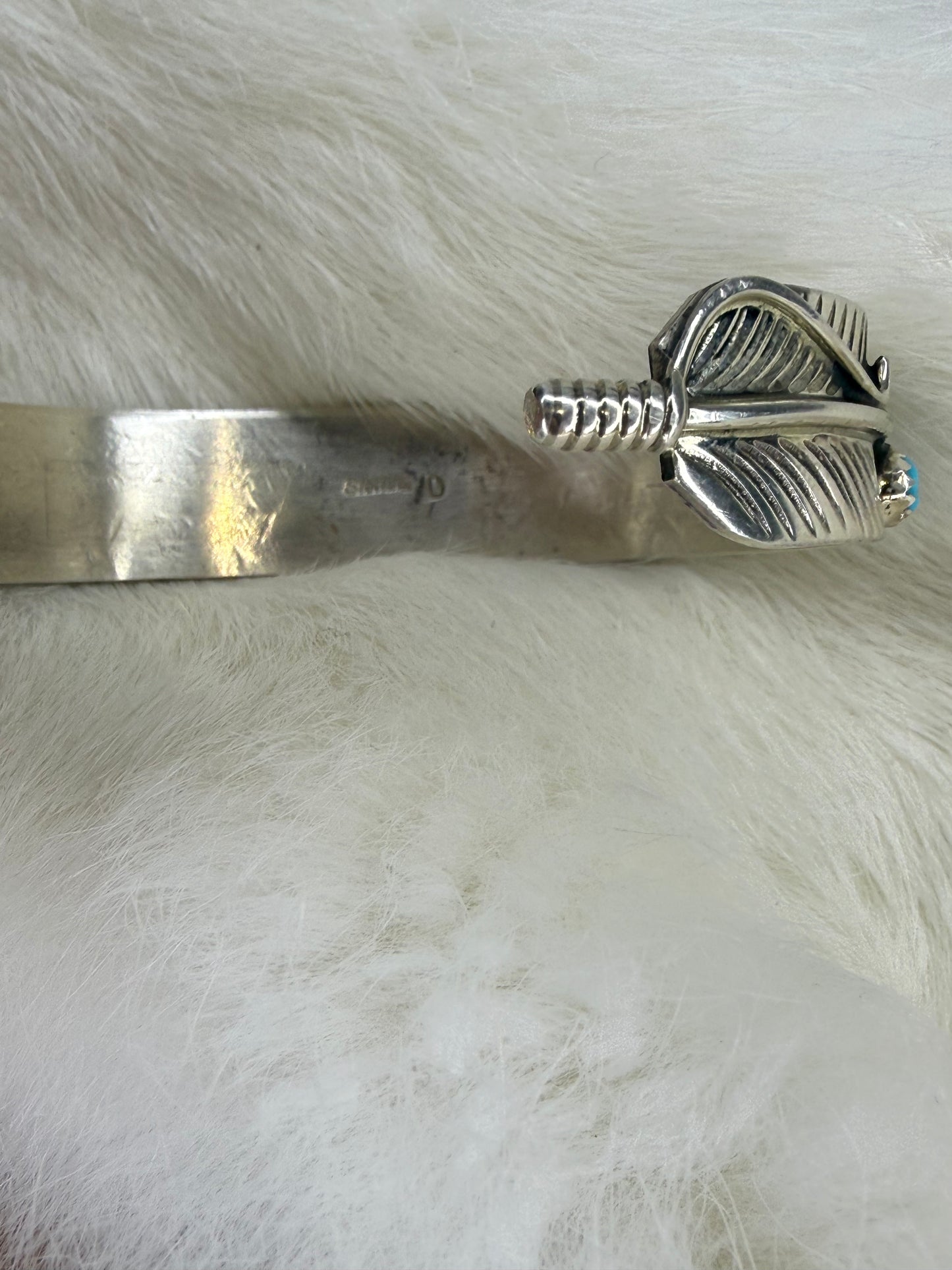 Feather Cuff by Aaron Davis with Turquoise