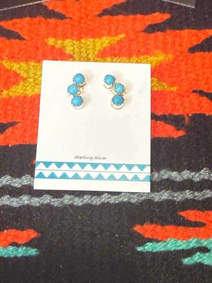 Janice Spencer Turquoise 3 Stone Crawler Earrings
