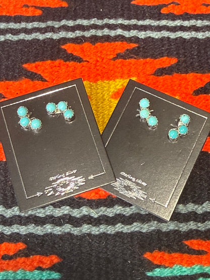 Janice Spencer Turquoise 3 Stone Crawler Earrings