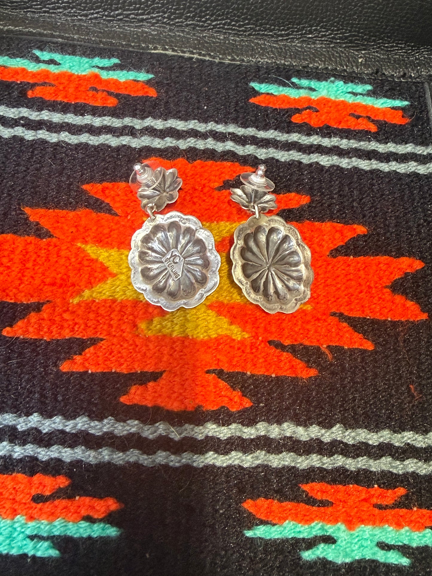 Concho 2 Tier Dangle Earrings with Turquoise
