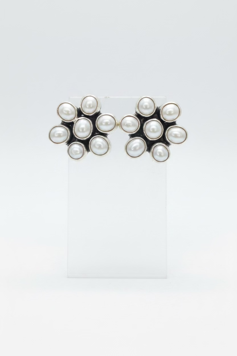 Federico Jimenez Mother of Pearl Flower Earrings