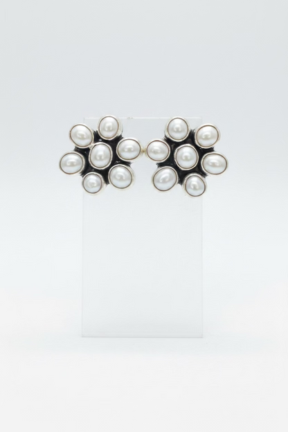 Federico Jimenez Mother of Pearl Flower Earrings