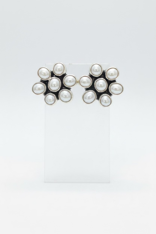 Federico Jimenez Mother of Pearl Flower Earrings