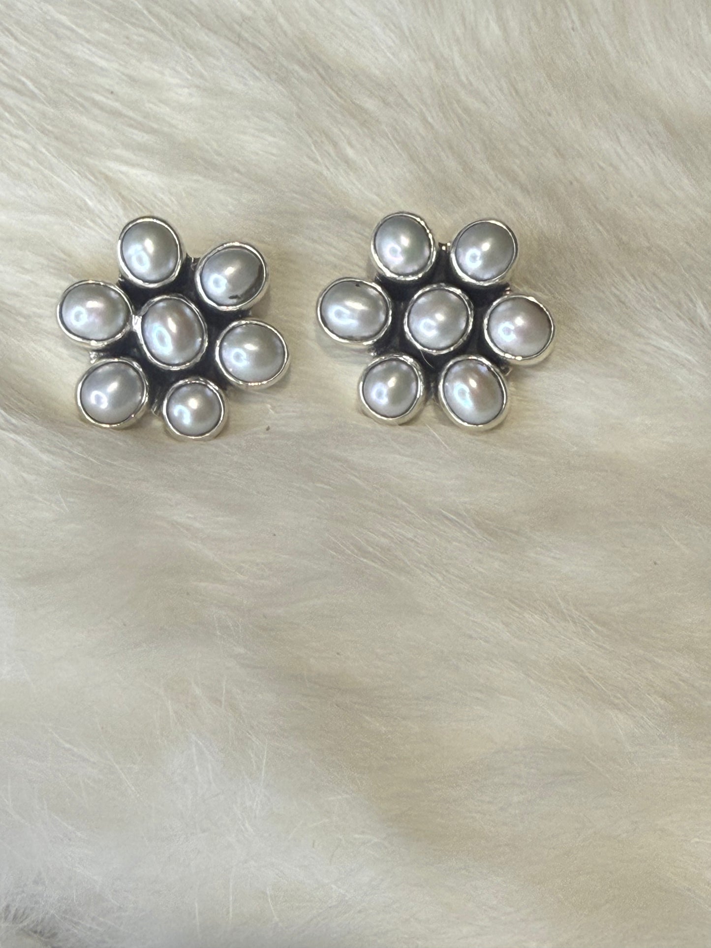Federico Jimenez Mother of Pearl Flower Earrings