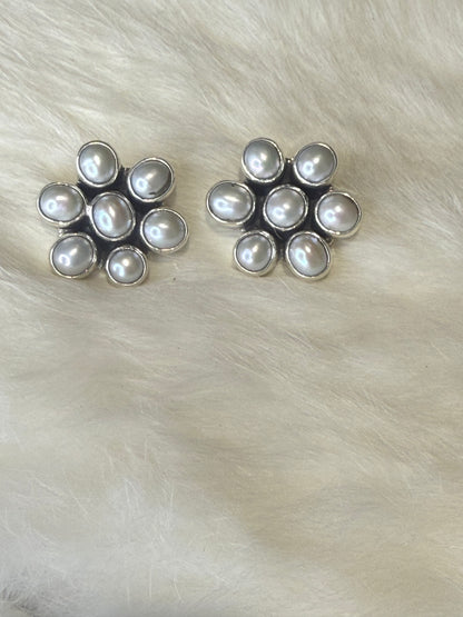 Federico Jimenez Mother of Pearl Flower Earrings