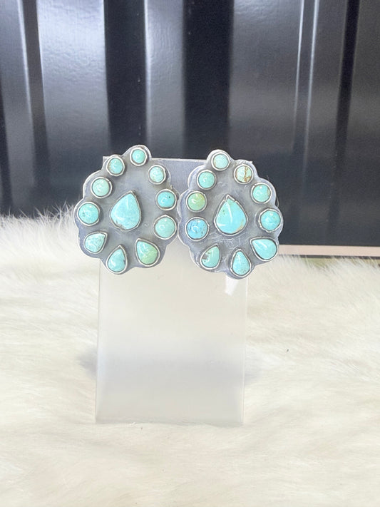 Federico Jimenez Turquoise Inverted Drop Cluster Earrings