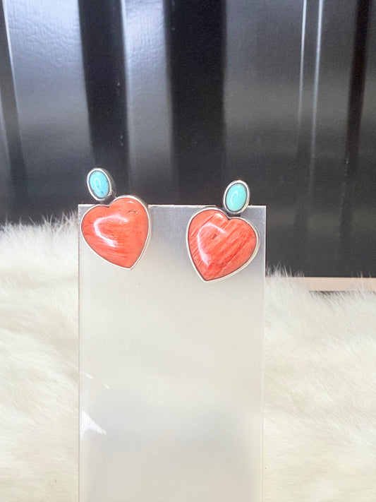 Federico Jimenez Red Spiny Heart Earrings