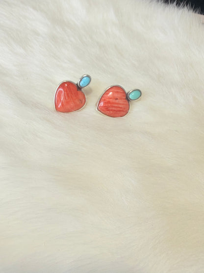 Federico Jimenez Red Spiny Heart Earrings