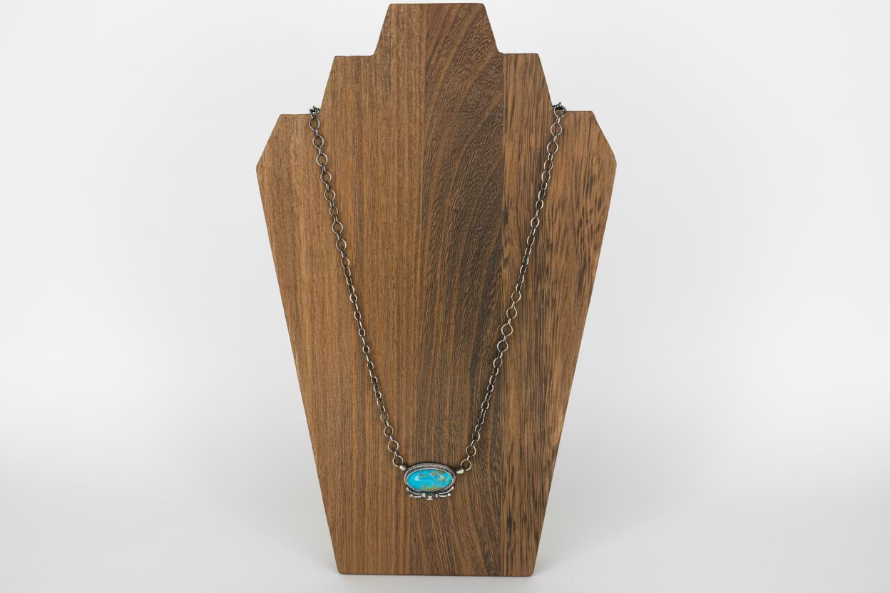 Kathleen Livingston Necklace with Turquoise Oval Pendant
