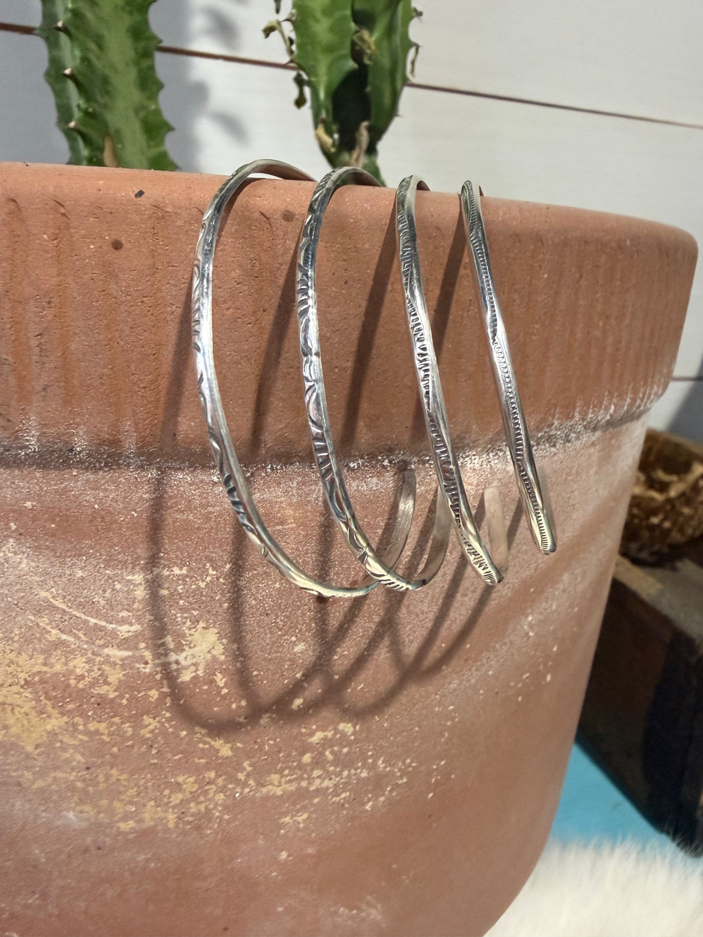 Elaine Tahe Sterling Silver Stamped Cuff