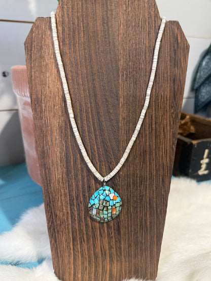 Ferrell & Reyes Pacheco Turquoise & Spiny Oyster Shell Necklace