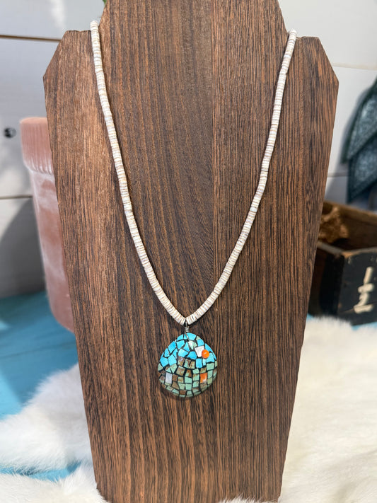 Ferrell & Reyes Pacheco Turquoise & Spiny Oyster Shell Necklace