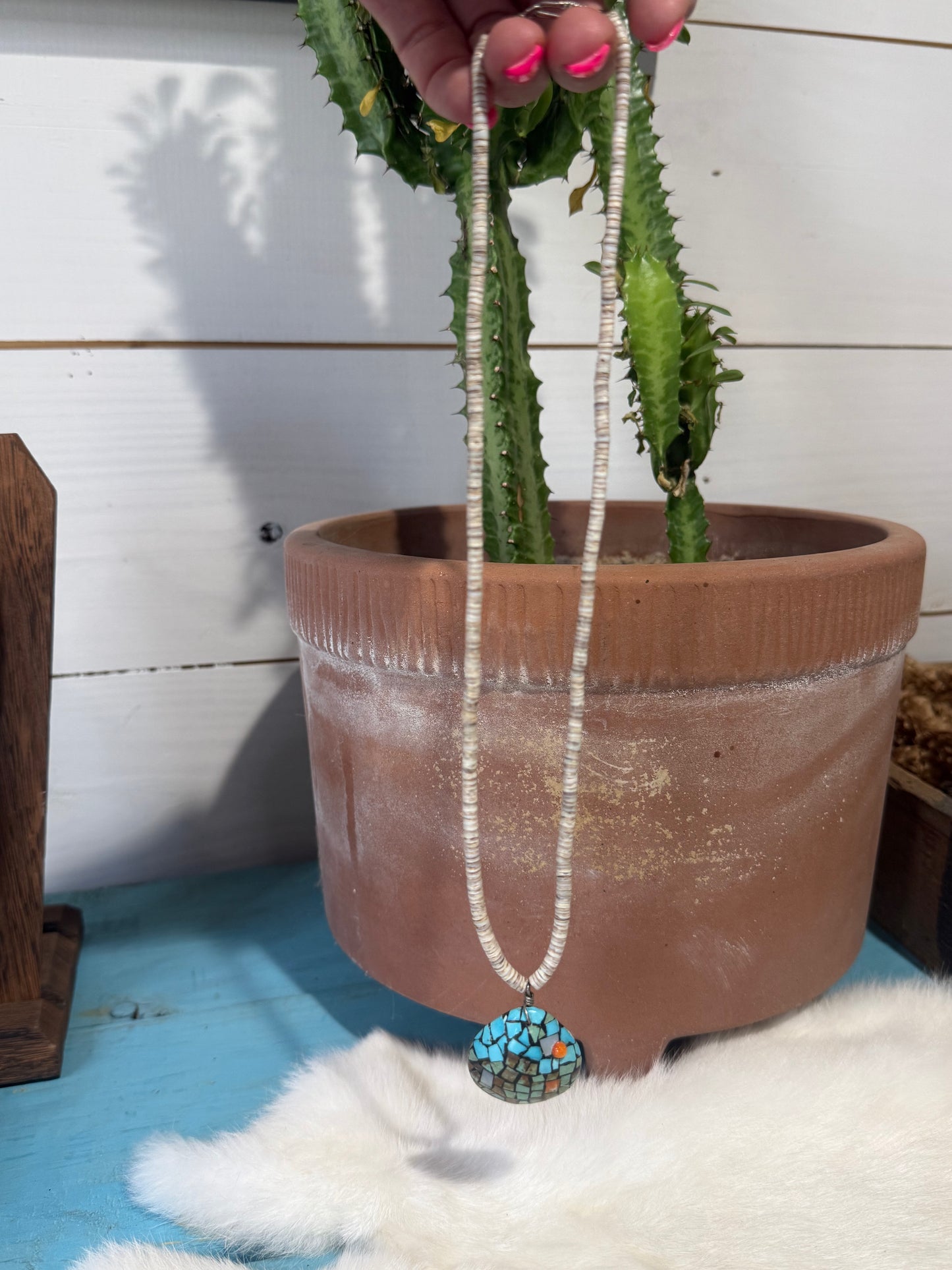 Ferrell & Reyes Pacheco Turquoise & Spiny Oyster Shell Necklace